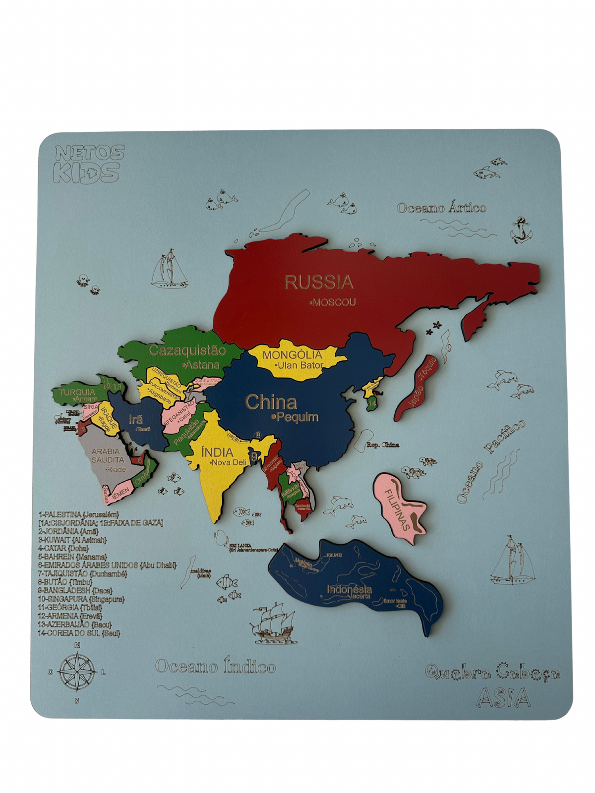 Quebra-Cabeça Mapa do Continente Asiático