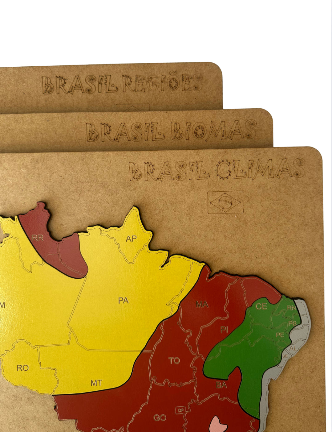 Kit Educativo Mapas do Brasil Quebra Cabeça (Regiões, Biomas e Climas)