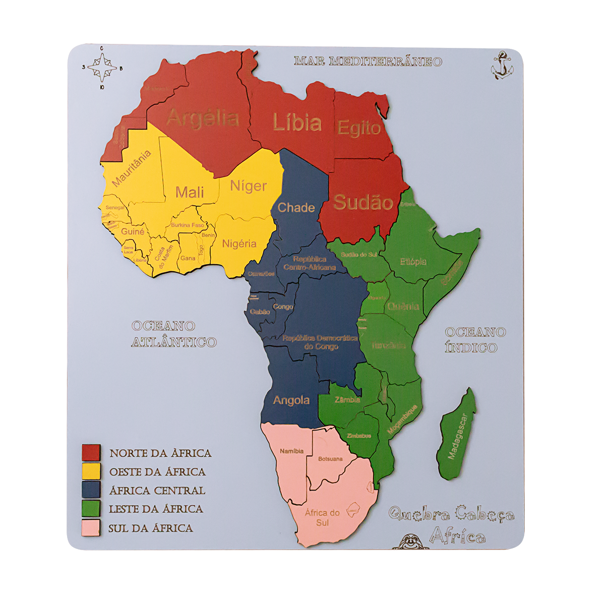 Mapa Continente Africano Quebra-cabeça 3D