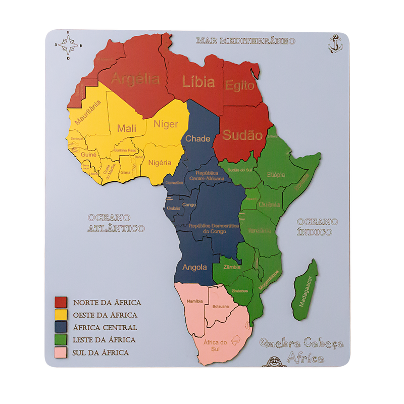 Mapa Continente Africano Quebra-cabeça 3D