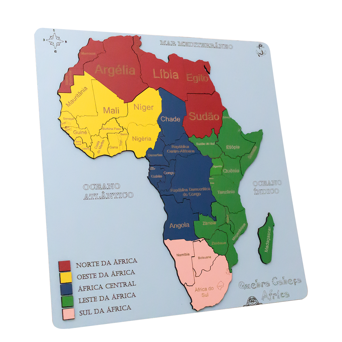 Mapa Continente Africano Quebra-cabeça 3D