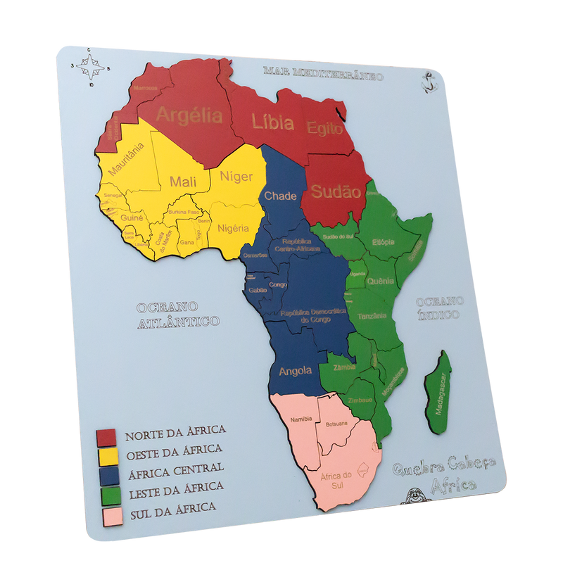 Mapa Continente Africano Quebra-cabeça 3D