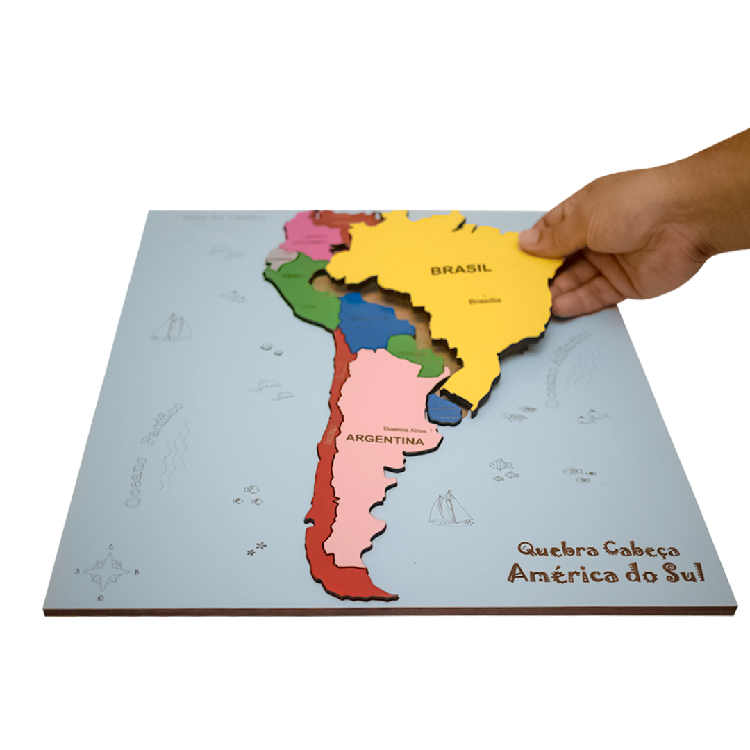 Mapa da América do Sul Quebra-Cabeça 3D