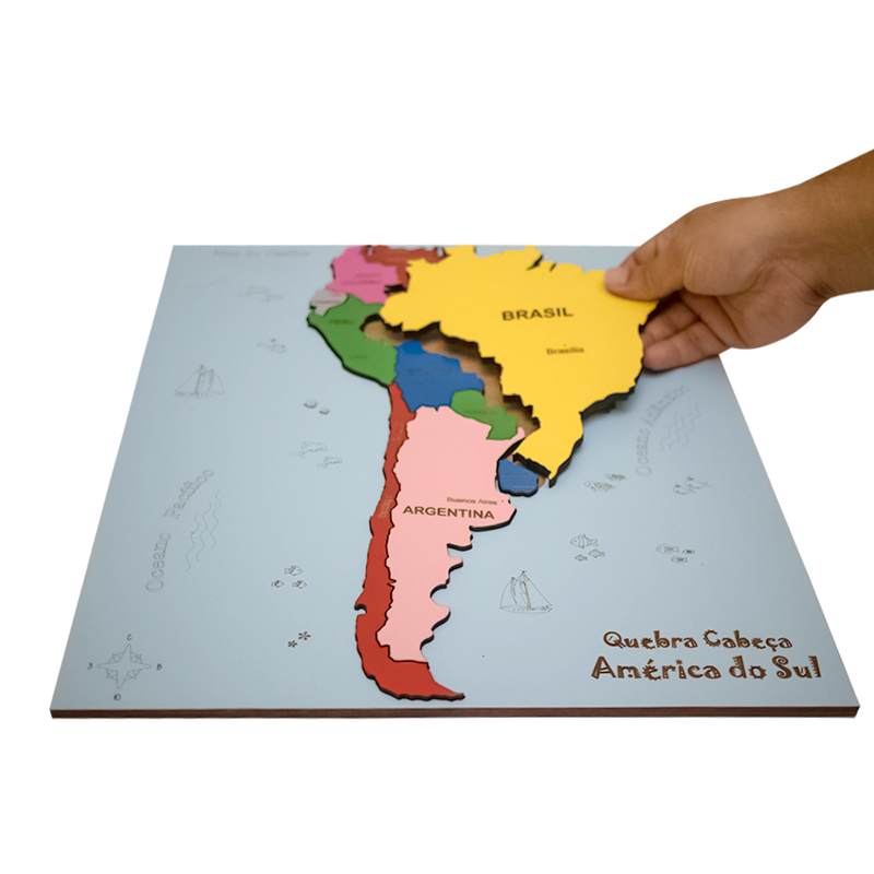 Mapa da América do Sul Quebra-Cabeça 3D