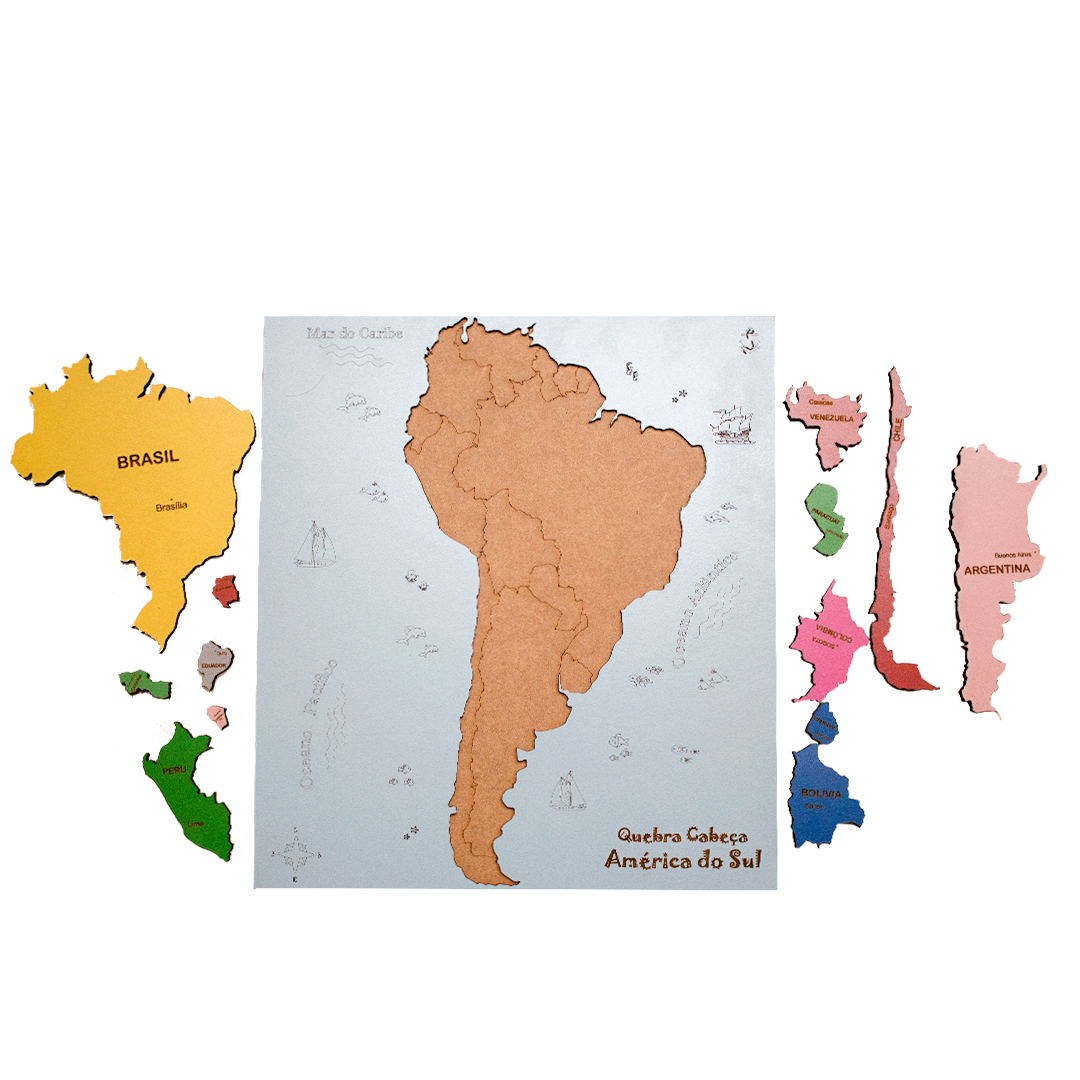 Mapa da América do Sul Quebra-Cabeça 3D