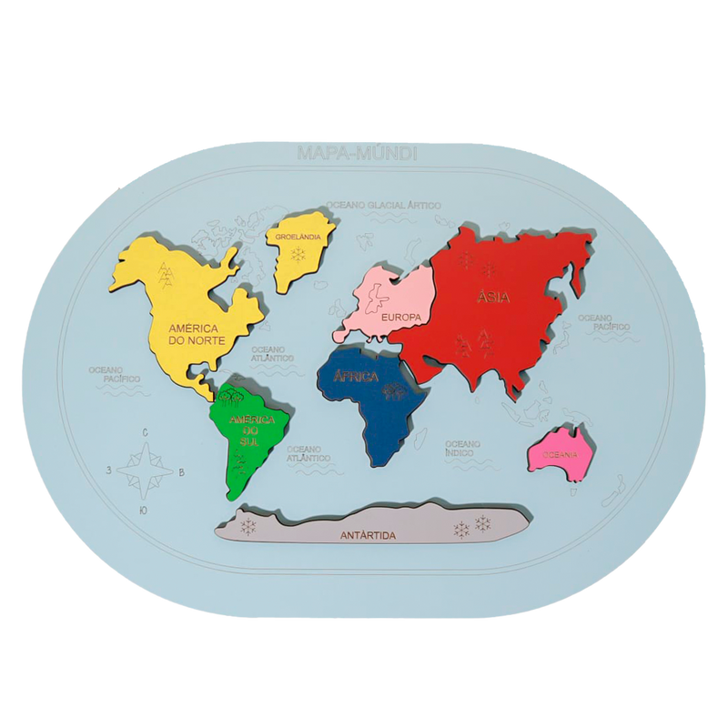 Mapa Mundi Continentes Quebra-Cabeça